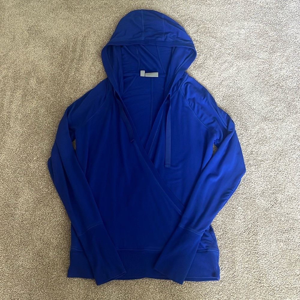 Athleta Lightweight Royal Blue Cross Hoodie, Size XS